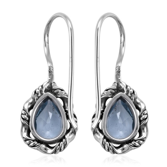 Earth mined Blue Topaz Earrings in Sterling Silver 2.86 ctw - Picture 3 of 4